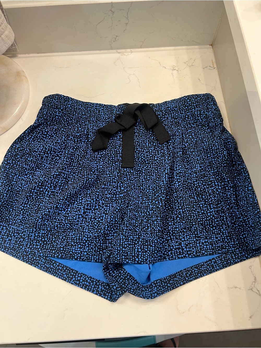 lululemon athletica Black and Blue Speckle Run Shorts